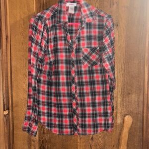 BONGO Red and Black Plaid Button Down Shirt